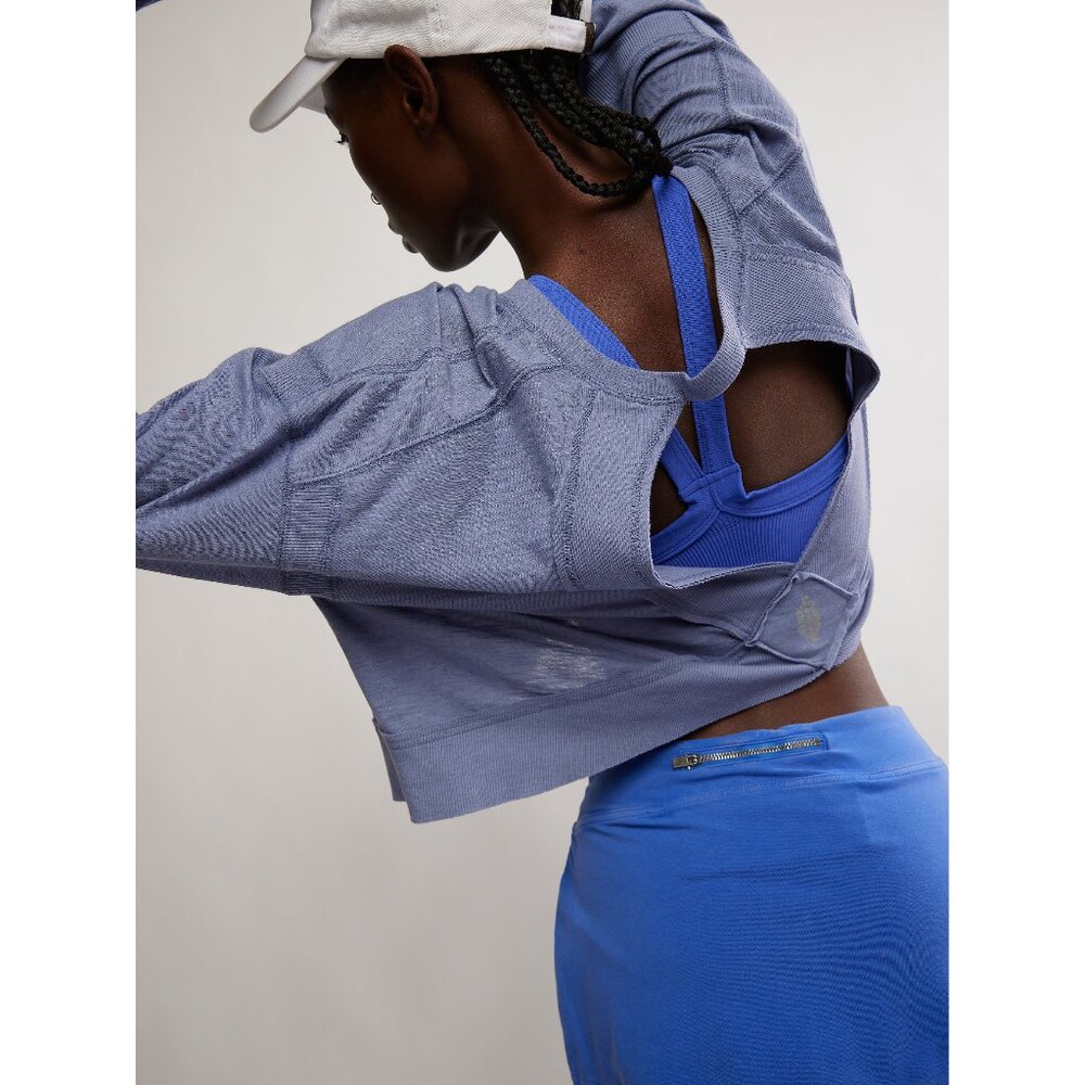 FP Movement by Free People Periwinkle Open-Back Long Sleeve Top NWT